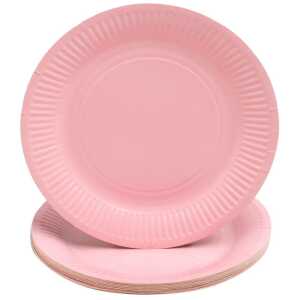 20 Teller Rund Ø 23 cm rosa