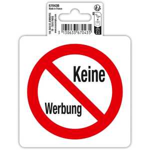 Schild keine Werbung PVC 10x10cm