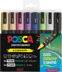 Marker UNI POSCA PC-5M/5BR 6+2 Set