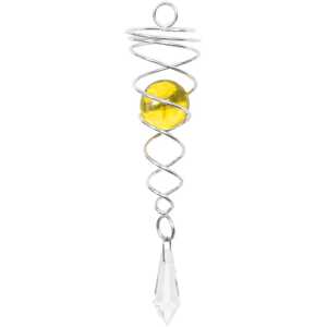Kinetic Art: Metal Hanging Wind Spinner Accessory: Crystal Twist 15 cm (yellow)