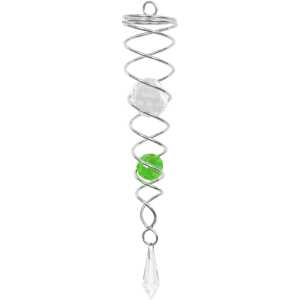 Kinetic Art: Metal Hanging Wind Spinner Accessory: Crystal Twist 24 cm (green)