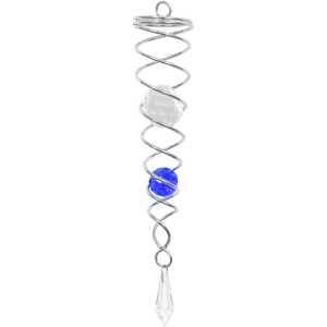 Kinetic Art: Metal Hanging Wind Spinner Accessory: Crystal Twist 24 cm (blue)