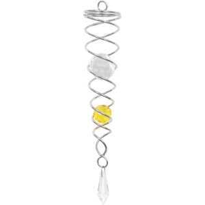 Kinetic Art: Metal Hanging Wind Spinner Accessory: Crystal Twist 24 cm (yellow)