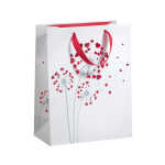 Geschenktragetasche Herzblume weiß/rot