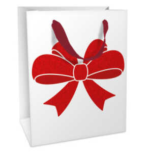 Geschenktragetasche Schleife rot/weiß