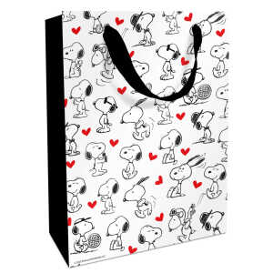 Geschenktragetasche Snoopy weiß/schwarz