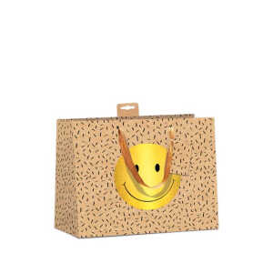 Geschenktragetasche Kraftkarton Smiley