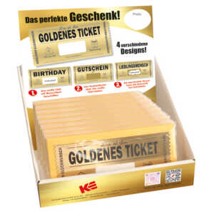 Geschenkgutschein Golden Ticket sortiert
