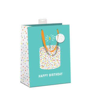 Geschenktragetasche Geburtstag blau/bunt