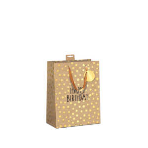 Geschenktragetasche Geburtstag braun/gold
