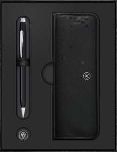 Cross Geschenkset Kugelschreib. CenturyII Lackschwarz mit schwarzem Lederetui