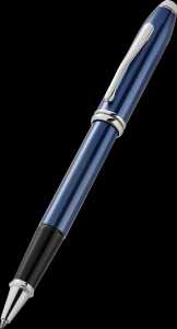 Cross Rollerball Townsend poliert,transl.,kobaltblau,graviertes Rautenmuster
