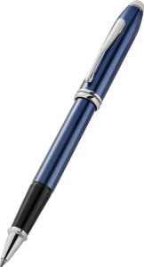 Cross Rollerball Townsend poliert,transl.,kobaltblau,graviertes Rautenmuster