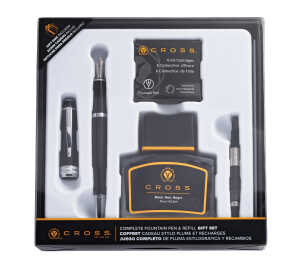 Cross Geschenkset Bailey Füllfederhalter Schwarz-Lack, Tintenfass, Konverter