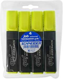 Schneider Textmarker Job 4er Etui, gelb