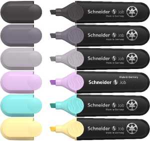 Schneider Textmarker Job Pastell (grau) Karton-Etui 6 Stück sortiert