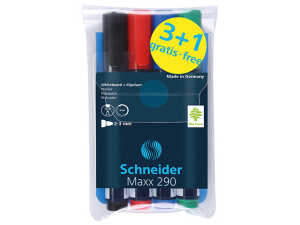 Schneider Whiteboard-Marker Maxx 290 4er Etui sortiert, 3+1 Aktion