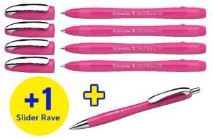 Schneider Etui 4x Kugelschreiber Memo + 1x Rave power pink