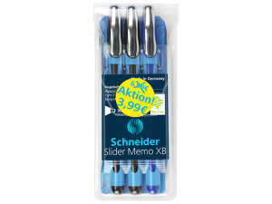 Schneider Kugelschreiber Slider MemoXB Aktion 3er Etui sortiert, 2xschwarz 1xblau