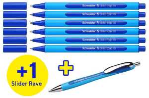 Schneider Kugelschreiber 6x Slider Edge XB + 1x Slider Rave XB blau