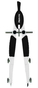 Aristo TopLine Schnellverstellzirkel schwarz/weiß, 2 Gelenke, Adapter