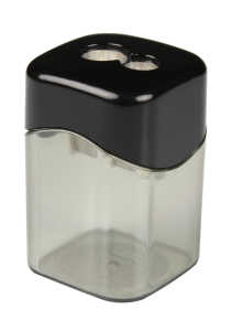 Aristo Dosenspitzer doppelt mit Deckel, transparent/schwarz