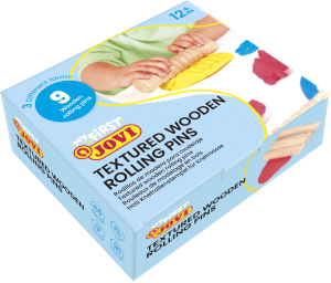 Jovi PLASTILINA BABY Box mit 9 Holz-Knetrollenstempel