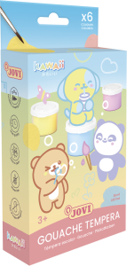 Jovi Flüssige Plakatfarbe Kawaii 6er Schachtel, je 35ml mit Pinsel
