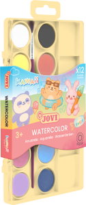 Jovi Wasserfaben 12 Farben je 22ml mit Pinsel - Kawaii