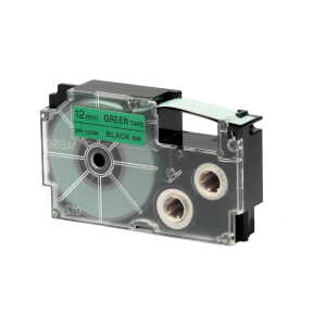 Casio Schriftband XR-12 GN 12mm, Schwarz auf Grün