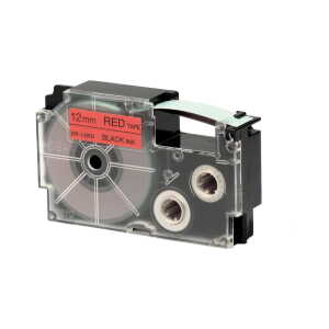 Casio Schriftband XR-12 RD 12mm, Schwarz auf Rot