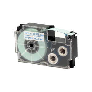 Casio Schriftband XR-12 WEB 12mm, Blau auf Weiß