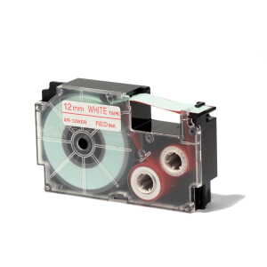 Casio Schriftband XR-12 WER 12mm, Rot auf Weiß