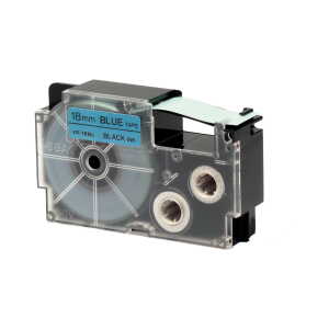 Casio Schriftband XR-18 BU 18mm, Schwarz auf Blau