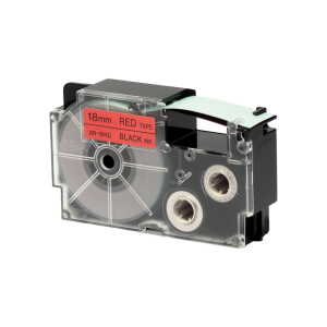 Casio Schriftband XR-18 RD 18mm, Schwarz auf Rot