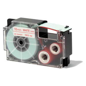 Casio Schriftband XR-18 WER 18mm, Rot auf Weiß