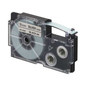 Casio Schriftband XR-9 SR 9mm, Schwarz auf Silber