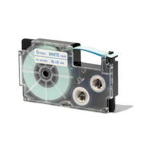 Casio Schriftband XR-9 WEB 9mm, Blau auf Weiß