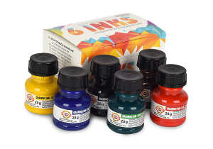 Zeichentusche   6er Set  Technisches Zeichnen  - farblich sortiert -  6 x 20 g