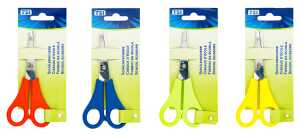 Schere Bastelschere für Rechtsshänder  mit cm- Skala / Rundspitze , farblich sortiert - Blister