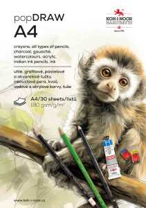 Zeichenkarton  A4 Skizzenblock "pop Draw" 30 Blatt weiß, 180 g/m²