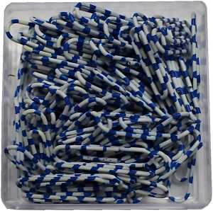 Briefklammern ZEBRA, Weiß-Blau, kunststoffüberzogen, 28 mm, rund, Dose à 300 Stück