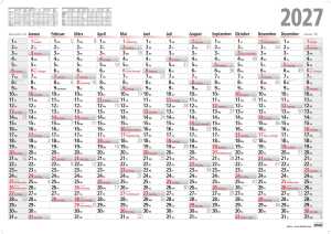 ADINA 2027 Wandkalender 100x70 cm – Großer Jahresplaner mit 14 Monaten | Übersichtlicher Familien- & Büroplaner | Poster gerollt