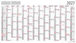 ADINA 2027 Wandkalender 139x79 cm – Großer Jahresplaner mit 14 Monaten | Übersichtlicher Familien- & Büroplaner | Poster gerollt