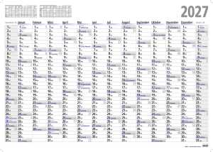 ADINA 2027 Wandkalender A1 84x60cm – Großer Jahresplaner mit 14 Monate