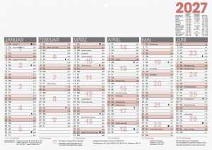2027 BRUNNEN Tafelkalender A4 1S/6Monate