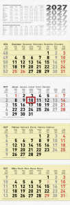 2027 BRUNNEN Viermonatskalender 32x94cm gelb
