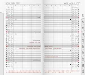 2027 BRUNNEN Taschenkalender9x15cm 2S/1M Einlage