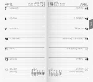 2027 BRUNNEN Taschenkalender9x15cm 1S/1W Einlage