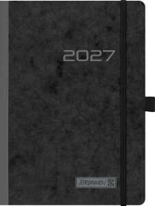 2027 BRUNNEN Buchkalender A5 sw 2S/1W Gummizug